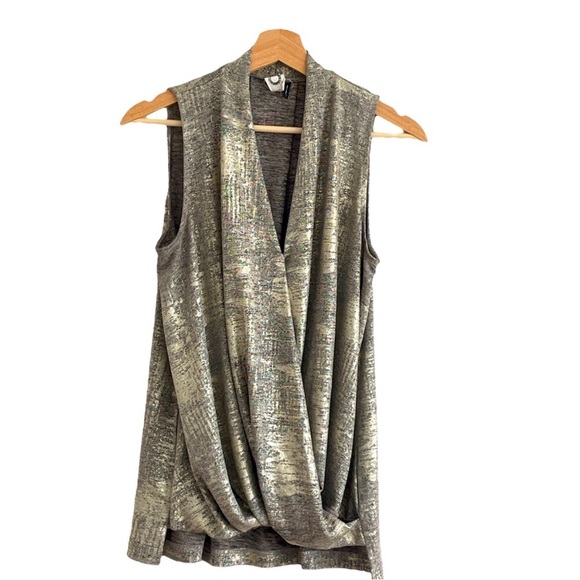 Anthropologie, Akemi + Kin Metallic Hold and gray Drape Tank Top, Size XS - Picture 2 of 16